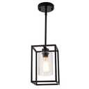 VILUXY Black Pendant Lights Kitchen Island Farmhouse Seeded Glass 1-Light Dining Room Pendant Lamp Fixtures Metal Cage Hanging Lights for Over Sink