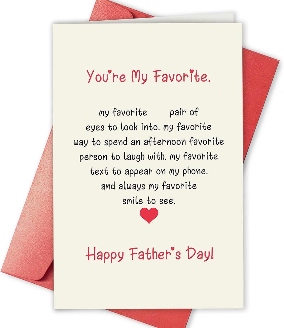 7 x Romantic Father’s Day Card for Him Man, Poem Fathers Day Card for Husband Dad, Fathers Day Gift from Daughter Son Wife, You're My Favorite, mixing