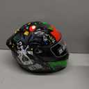 KYPARA Motorcycle Dual Visor Flip up Modular Full Face Helmet with DOT Certification of Impressionism (Black Pocker, L)