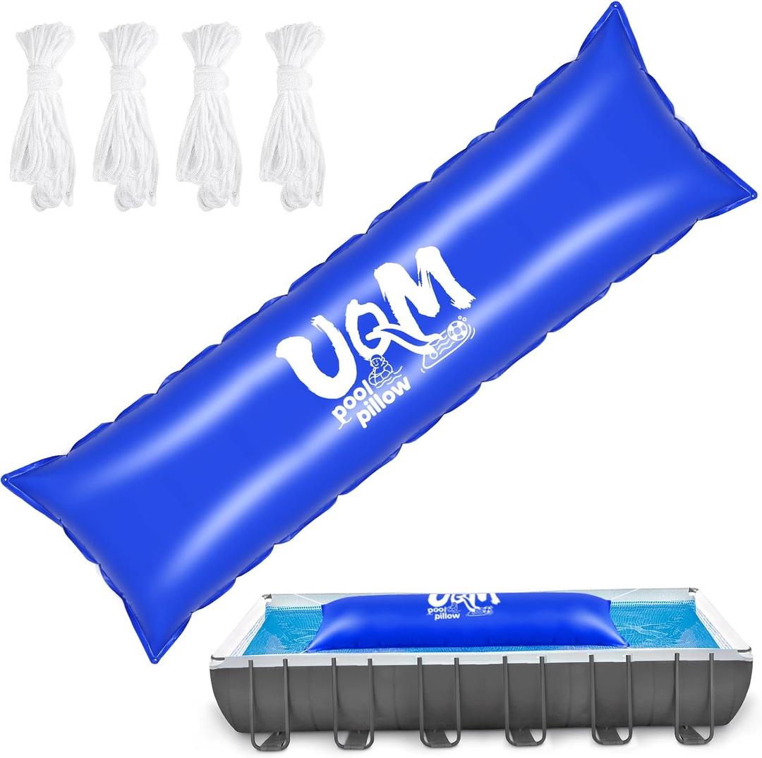 UQM Extra Large Thick Pool Pillow for Above Ground Pools, 4x15 Ft Pool Pillow for Closing Winter, 0.4mm Thicked Winter Pool Pillows Pool Closing Kit Winterizing Kit for Above Ground 4x20ft Rope