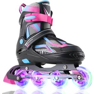 Adjustable Inline Skates for Girls and Boys, Roller Skates with All Light Up Wheels Size: Medium - Big Kid
