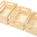 3 Pieces Wooden Pallet Crates Nesting Unfinished Wood Trays Storage for DIY Crafts (Large Size 13.4 x 9.8 x 6.7 in)