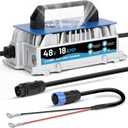 48V 18A Lithium Battery Charger, 1250W Fast Charging & 0V Wake Up 58.4V LiFePO4 Battery Charger, IP67 Waterproof, for 48V (51.2V) Golf Cart/Forklift/RV/Boat/Solar System LiFePO4 Batteries