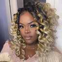 Toyotress Ocean Wave Crochet Hair - 12 Inch 8 Packs Ombre Honey Blonde Ocean Wave Braiding Hair, Beach Curl Deep Twist Water Wave Short Curly Synthetic Hair Extensions (12 Inch, OT27/613-8P)