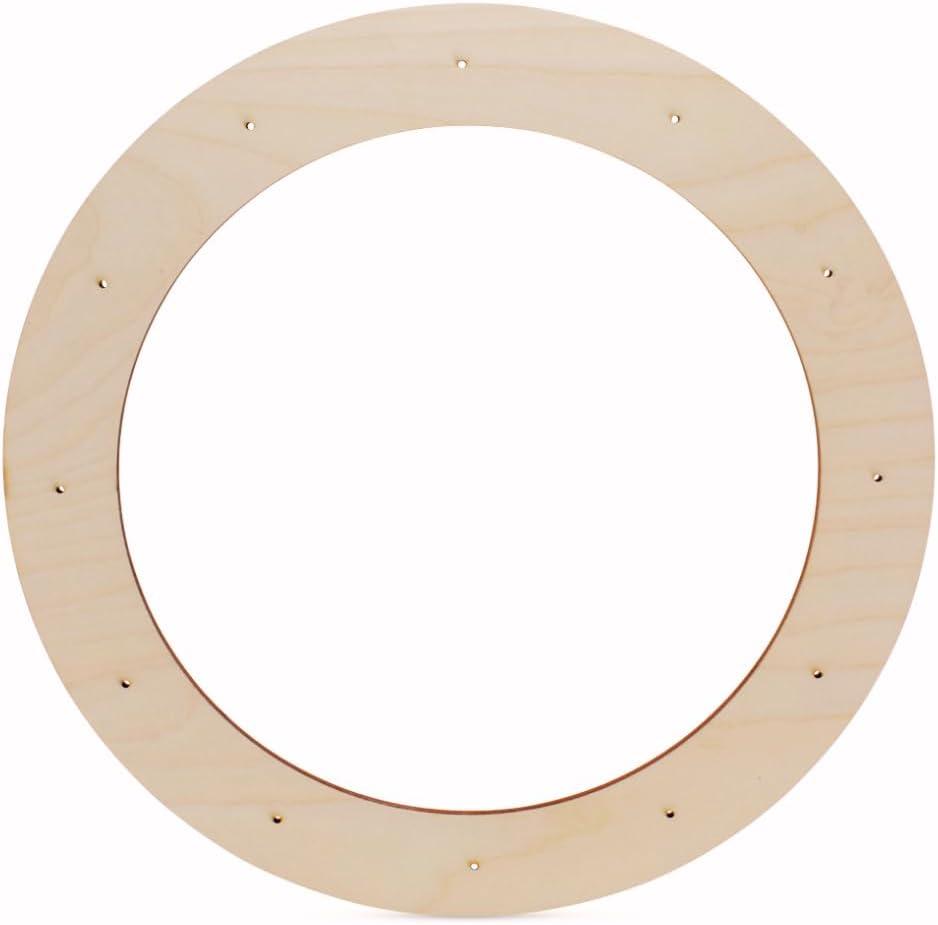 Woodpeckers Extra-Large Wreath Frame 18-Inch Diameter, Pack of 1 Wood Forms, Rings for Crafts & Door With Lights