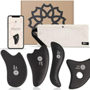 Gua Sha Facial Tools Set of 4 - Large Bian Stone for Face & Body Massage - Glowing Massage Tool & Body Set for Daily Skincare Routine