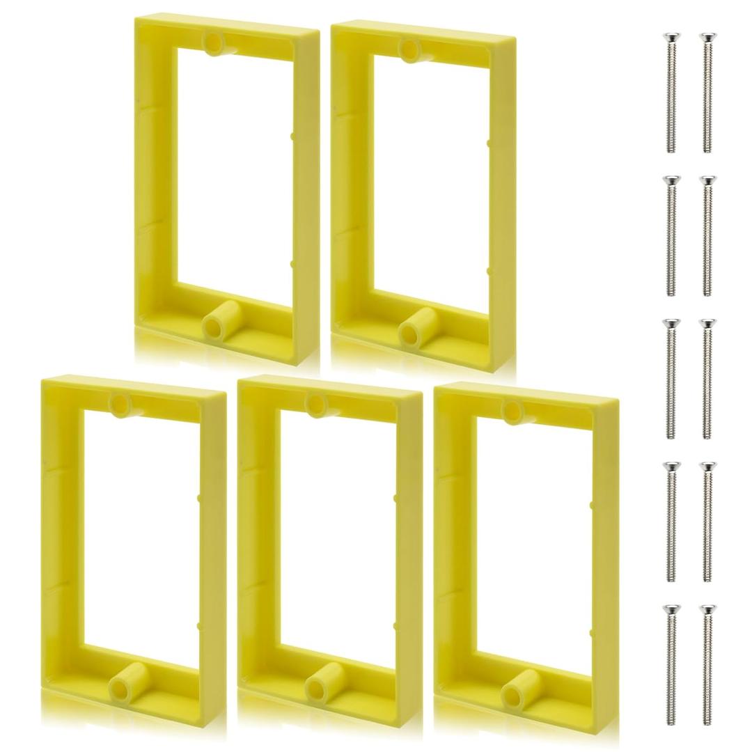 HXH 1Gang Receptacle Outlet Box Extenders, 0.5 Yellow Junction Box Extender, Heat-Resistant, Includes 10 Screws, (Pack of 5)