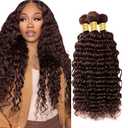 24 26 28 Inch Brown Bundles Color 4 Human Hair Bundles Mixed Length 3 Bundles Chocolate Brown Bundles Human Hair Extensions