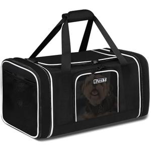 Petskd Length-Expandable Pet Carrier 18x13x9.5 Inches Southwest Allegiant Airline Approved, Soft Pet Travel Carrier for Small Cats Dogs with Zipper Locks and Anti-Scratch Mesh(Black)