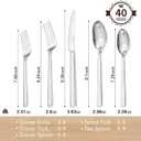KINGSTONE Silverware Set, 40-Piece Flatware Cutlery Set Premium Stainless Steel, Service for 8, for Kitchen, Home, Wedding, Party, Mirror Polished and Dishwasher Safe