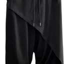 RoseSeek Women's Hippie Baggy Harem Pants Drawstring Waist Drop Crotch Trousers Asymmetrical Wrap Streetwear, XXL