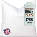Pillowflex Synthetic Down Pillow Insert - 22x22 Down Alternative, Ultra Soft Large Square Throw Pillow, Couch Sham, Bed Sleeping - 1 Decorative Accent Form, 22 Inch By 22 Inch
