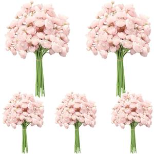 5 Bouquets Pink Ranunculus Artificial Flowers, 30 Pcs Silk Mini Faux Ranunculus Bouquet for Wedding, Bridal Shower, Centerpieces, and DIY Decorations