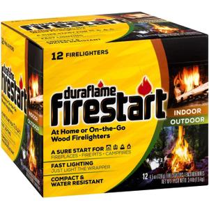 Duraflame Firestart Indoor/Outdoor Firelighters - Quick Ignition for BBQ, Fireplace, Fire Pit and Campfires (12 pack)