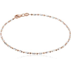 Amazon Essentials Italian Rose-Tone and Polished Sterling Silver Mezzaluna Chain Anklet, (previously Amazon Collection)