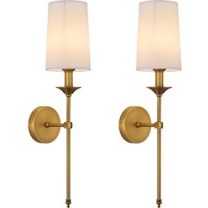 PASSICA DECOR Wall Sconce Set of 2 Hardwired Vintage Antique Brass Sconce Candle Wall Light for Bedroom Living Room Vanity Farmhouse Bathroom Hallway