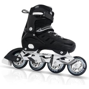 Nattork Inline Skates for Boys and Girls Men Women, 4 Sizes Adjustable Blades Roller Skates Beginner for Kids & Adult Youth (XX-Large - Adult (9-12 Men/10-13 Women), Black)