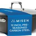 Misen Pre-Seasoned 12" Carbon Steel Wok - Naturally Nonstick - Perfect Size for Any Home Kitchen - Small Flat Bottom - Ergonomic, Stay-Cool Handles - Ready to Use, Compatible with All Cooktops