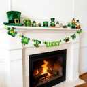 2 x 8.2Ft Felt St. Patrick's Day Garland Shamrock Lucky Pom Pom Banner for Mantle Home Window Irish Themed Party Decor
