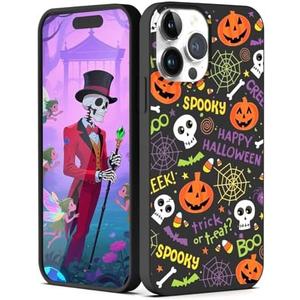XIMIZU Case for iPhone 14 Pro Max Halloween Ghost Pumpkin Design,Black Matte Soft Slim Fit TPU Anti-Scratch Shockproof Protective Cover Phone Case for iPhone 14 Pro Max