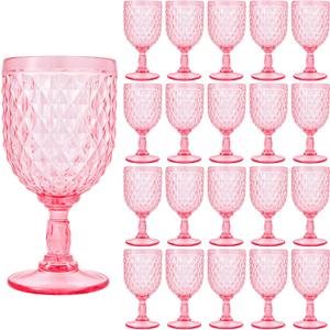 20 Pcs Pink Plastic Wine Glasses,Plastic Goblets for Parties, High-capacity Design,Sturdy and Durable Wine Glasses Can be Used for Weddings, Everyday Fun Parties and More!