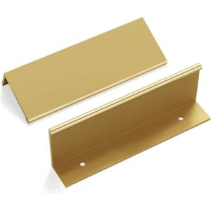 goldenwarm 5 Pack Gold Finger Edge Pulls Drawer Finger Pulls Champagne Gold Kitchen Hardware Handles Bedroom Dresser Drawers,5in Hole Center