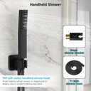 FPXRNG Black Shower Faucet Set, Rainfall Shower System with Square Shower Head and Handle Set, Wall Mounted Shower Fixtures, Full Metal Trim Repair Kit 10 inch Matte Black (With Shower Valve)