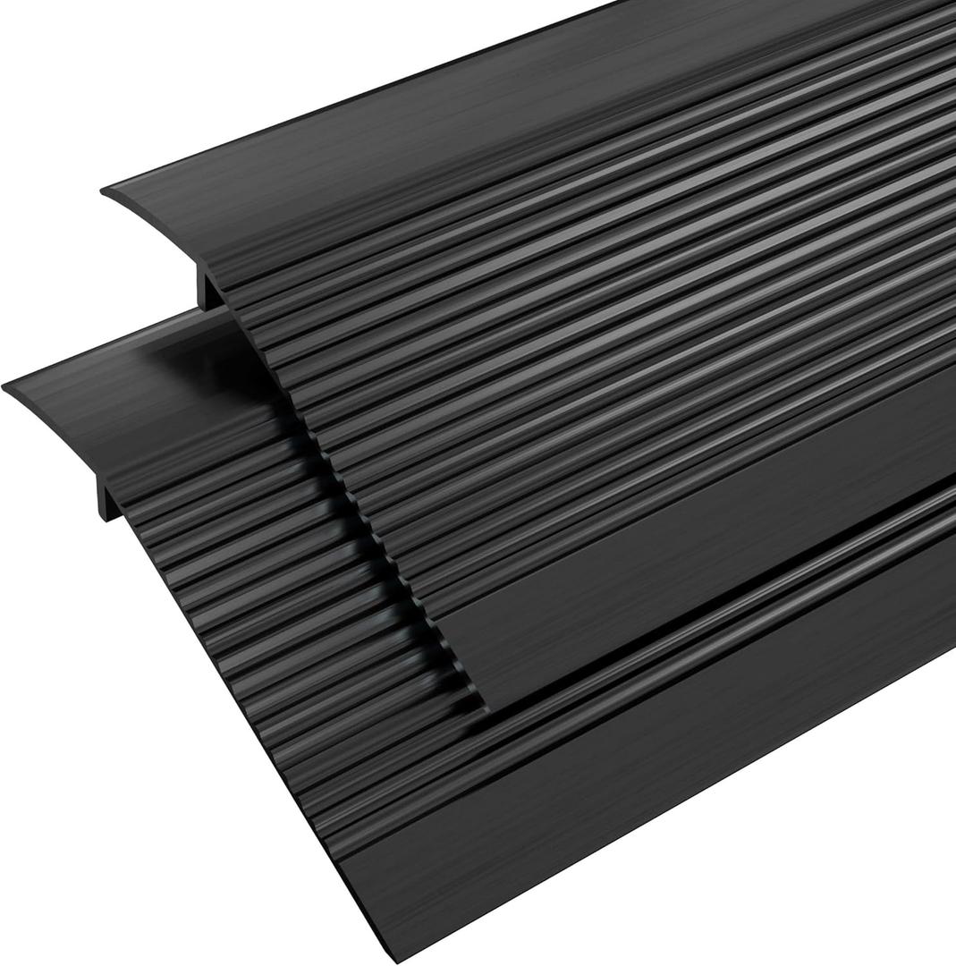 Metal Floor Transition Strip, Aluminum Threshold for Doorways, for Gap from 0.4to 1.6, for Doorways Tile Wood Vinyl Laminates, Size 36in x 4in x 1.32 in (Black,2pack)