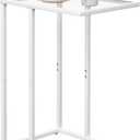 Easy Paws Small C Shaped Table for Sofa,Glass Couch Sofa Tray Snack Table for Living Room, Bedroom,TV Tray Table for Small Space,Accent Coffee Table,Nightstand with Metal Frame(White)