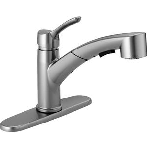 Delta Faucet Collins Single-Handle Kitchen Sink Faucet with Pull Out Sprayer and Magnetic Docking Spray Head, Arctic Stainless 4140-AR-DST