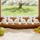 Newman House Studio Table Easter Bunny Figurine Decorations - Home Office Table Decoration Easter Bunny Set of 6, 3.5L x 3W x 4.1H inch