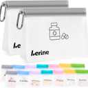 Lerine Reusable Pill Pouch Set, 14 Pill Pouch Bags for Travel, BPA Free Medicine Organizer with Labels, Self Sealing Small Baggies for Daily Vitamin, Supplement Storage