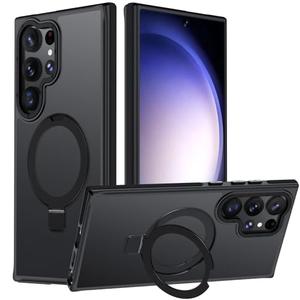 Mondelete for Samsung Galaxy S23 Ultra Case, Magnetic Adjustable Ring Stand [Fit for Magsafe], [Military-Grade Shockproof Protection] Phone Case for S23 Ultra Case with Kickstand&Ring Holder (Black)