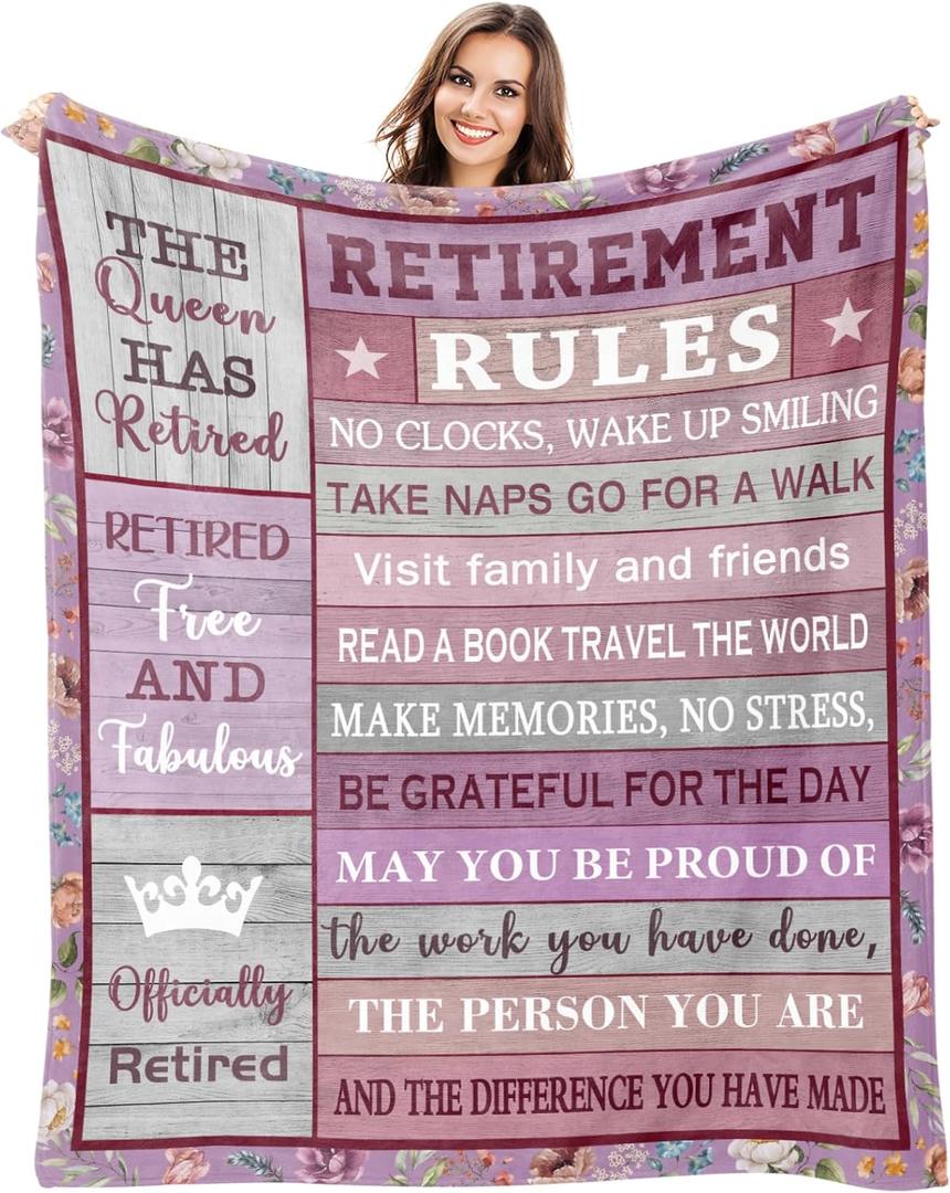 Retirement Gift for Woman, Retirement Gifts for Women 2025, Best Retired Gift Ideas, Presents for Retirement Coworkers, Teacher, Nurses, Happy Retirement Party Decorations Blanket 50"X60"