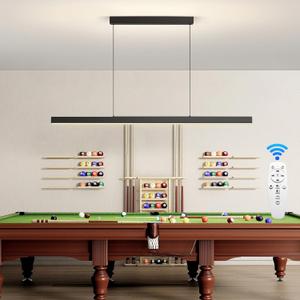LED Island Lights, 3300k-6500K Dimmable Pool Table Light with Remote, Modern Pendant Lights for Kitchen, 56.29" LED Linear Pendant Light Fixtures Dining Room Living Room Office Bar Billiard Room