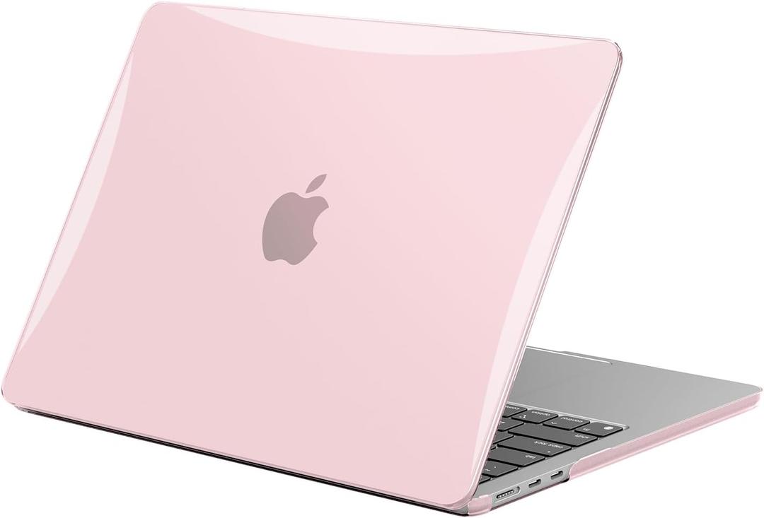 EooCoo Case Compatible with MacBook Air 13 inch M5 2026-2022 M4 M3 M2 A3449 A3240 A3113 A2681, Crystal Hard Shell Scratch Resistant Protective Cover Compatible for MacBook Air 13.6 inch Case, Pink