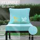 22x22 Inch Patio Chair Cushions Set of 2, Outdoor Furniture Cushions - Removable Cover, Water-Repellent, Fade-Resistant, Non-Slip Bottom & Straps, Replacement for Lawn, Porch & Deck Chair - Light Blue, 2 Pack | 22''x22''