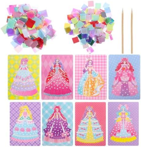LOGOFUN 2 Sets DIY Unfinished Fabric Poking Art Material Kids Painting Clothing Crafts for Children Playting Supplies - Pink