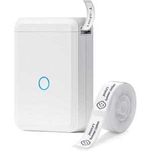 NIIMBOT D110 Thermal Label Makers with 1 Roll Tape, Portable Mini Wireless Bluetooth Sticker Printer for Home Office School Use, Mobile Phone Editable, Printable Width 0.47 inch, White
