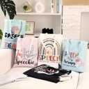 12 Pcs Speech Pathologist Gifts for Women Speech Language Therapy Gifts SLP Canvas Tote Bags Reusable Grocery Shopping Bag for Pathologist Therapist Coworkers Party Favors Supply