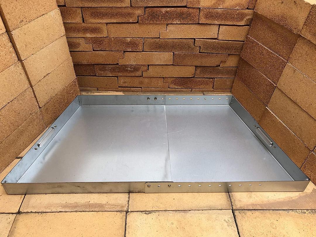 Hi Flame Fireplace Tray, Adjustable/Expandable Ash Pan with Handles for up to 30" Fire Grate 18"-31.5" Wide, 13" Deep