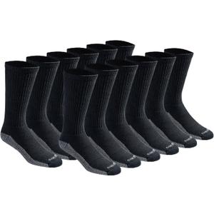Dickies Men's Dri-tech Original Moisture Control Crew Socks, Available in M-xxl (6, 12, 18 Pairs) (Black, M)