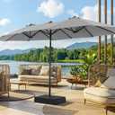 SUPERJARE 13FT Outdoor Patio Umbrella with Base Included, Double Sided Pool Umbrellas with Fade Resistant Canopy, Large Table Umbrella for Deck, Market, Backyard - Gray