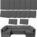 14Pcs Outdoor Cushion Covers Replacement Washable Waterproof UV w/Zipper for 6-Seaters Sofa Patio Slipcovers Set Seat and Back Covers Only (Charcoal Gray, 23.6x23.6inch)