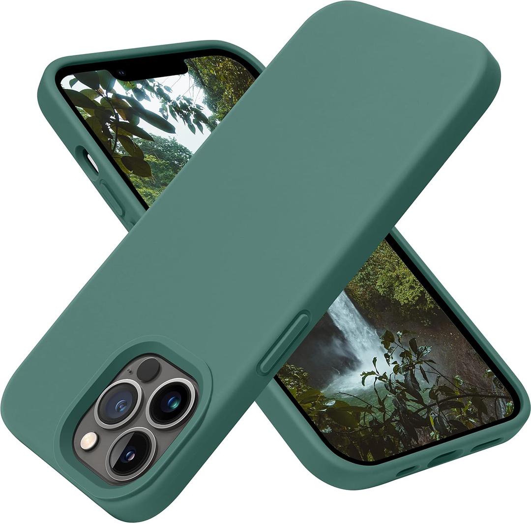 OTOFLY for iPhone 13 Pro Case [Compatible with MagSafe] Full-Body Silicone Shockproof Slim Thin Phone Case for iPhone 13 Pro 6.1 inch (Midnight Green)