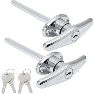 2 Pack Truck Cap Locking T-Handles Silver Camper Topper Lock, Keyed Alike Camper Shell Locks and Keys T-Handle Canopy Replacement Lock, T Handle Garage Lock Blind Mount Locking T-Handle