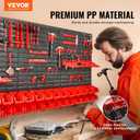 VEVOR Wall Mounted Storage Rack System, 30-Bin Parts Rack Organizer with Wall Panels/Tool Holders/Hooks, Garage Plastic Shop Tool Organizer for Nuts, Bolts, Screws, Nails, Beads, Buttons