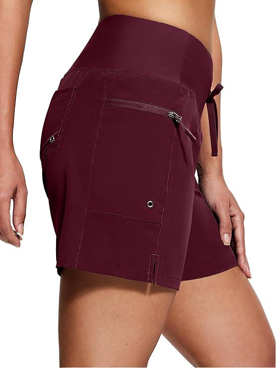 Women's 5"/9" High Waisted Swim Board Shorts Quick Dry UPF 50+ Womens Swim Trunk Bottoms with Liner Zipper Pockets (2XL)