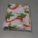 SASTYBALE Christmas Tablecloths Rectangular, Jacquard Table Cloth Printed with Jingle Bells & Holly Leaves, Stain Resistant Table Cover for Holiday Party Picnic Dinner Decor (Rectangle, 60" x 120")