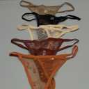 J-pone G-String Thongs for Women T-back Lace Hollow Out Low Waist Thongs Breathable Cheeky Sexy Underwear Panties 5 Pack L